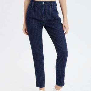 AEO retro stripe stretch mom jean